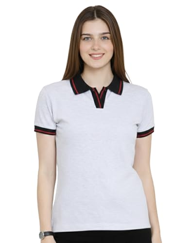 Image of Scott International Women's Cotton Polo T-Shirt | Half Sleeve Plain Collar Tee | Stylish Casual Top | Plain T-Shirt for Girls | Workwear for Office & Casual Wear