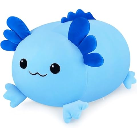 Auspicious beginning Axolotl Plush Stuffed Animals Toys, 15.8'' Axolotl Plushies Kawaii Cat face Plush Pillows Soft Axolotl Plushie Dolls for Kids Boys Girls Adults Gifts (Blue Salamander,15.8inch) Cover
