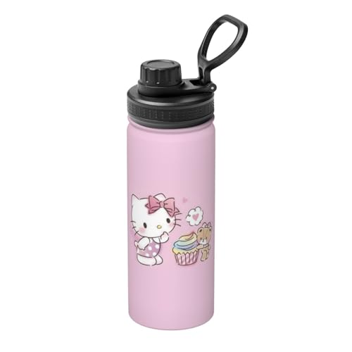 水筒 ハローキティ かわいい アニメ スポーツボトル 保温 保冷 ステンレス製 魔法瓶 直飲み キャリーハンドル付き 大容量 軽量 山登り 運動 旅行 人気 漫画 ファッション ギフト