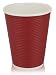 Quality Disposable Hot Coffee Insulated Cups By Golden Spoon – 50 Pack – Stylish Contemporary Ripple Design - Perfect For Coffee Shops And Bars (12 oz, Red Design)