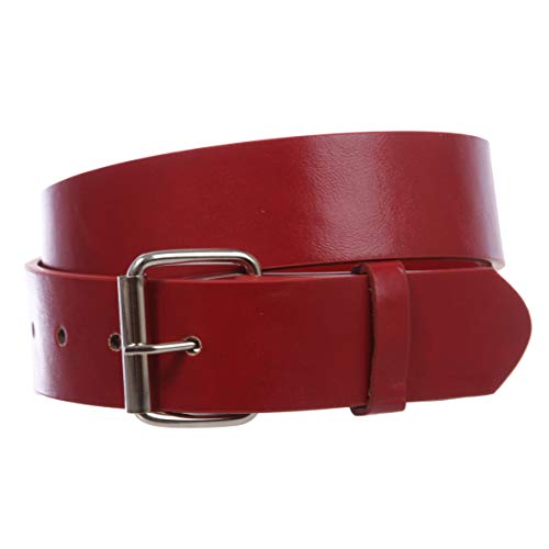 Image of Beltiscool 1 1 /2 inch (38mm) Snap On Plain Leather Jean Belt With Roller Buckle