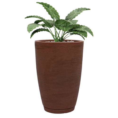 Vaso Polietileno Para Plantas Jardim Sala Luxo Cone Bojo 1 Com Prato (Marrom)