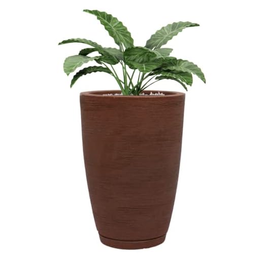 Vaso Polietileno Para Plantas Jardim Sala Luxo Cone Bojo 1 Com Prato (Marrom)