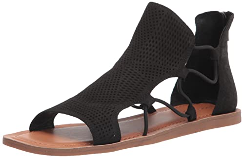 Lucky Brand Women's Bartega Gladiator Sandal Flat, Black, 8.5
