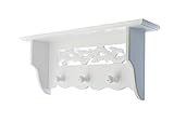 Die 20x48x11cm große vintage Flurgarderobe (mit einer Ablage von 11x48cm) wird mit zwei vorinstallierten Aufhängeösen aus Metall geliefert. Kann sofort an dem Wunschort montiert werden. Wir empfehlen diese Wandgarderobe für leichte Gegenstände.