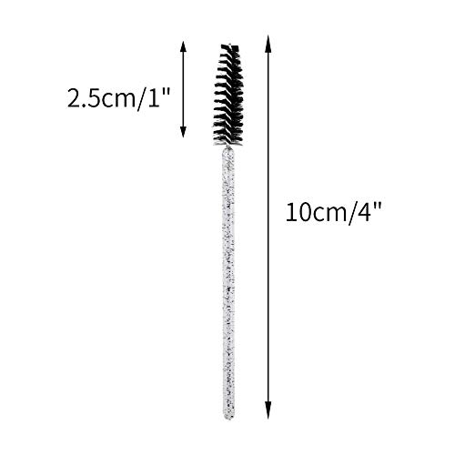 Image of G2PLUS 300PCS Eyelash Brushes, Crystal Black Disposable Mascara Wands, Adjustable Lash Spoolies for Eyelash Extensions, Eyebrow and Mascara Brush