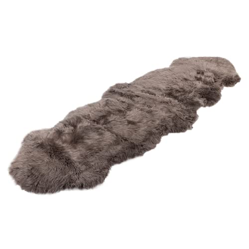 Naturally Sheepskins großer Schaffell Teppich, ca. 180cm x 55cm, Düsteres Lila, echte Schafwolle...