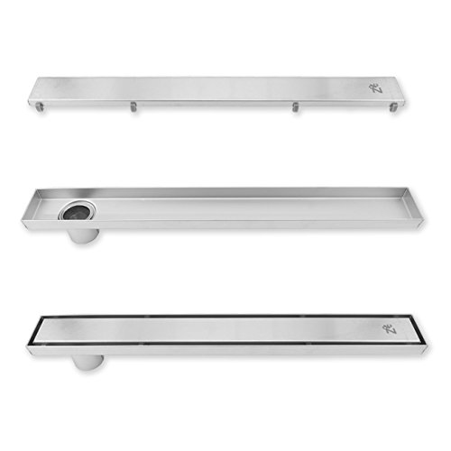 Zoic Linear Stealth Tile Insert Floor Grate Bathroom Shower Waste Drain 304 Stainless Steel Side Outlet 19.68 Inches (500Mm) #TOP3