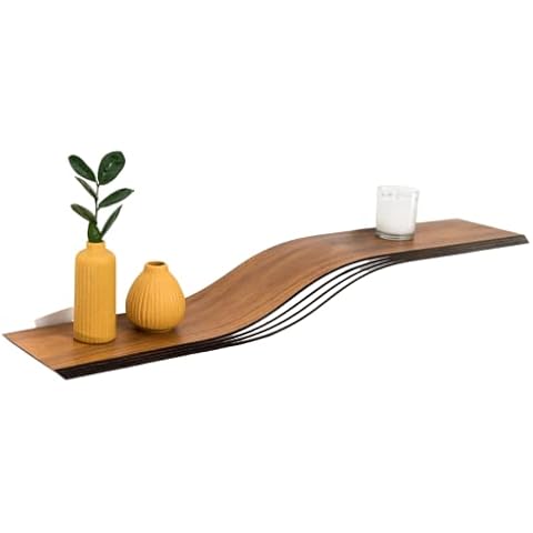 EWART WOODS Wooden Floating Wall Mount Shelf, 36 inch Wide, Unique Design Hanging Bookshelves Made of Natural Walnut Wood, Curved Design Shelves for Living Room, Office Cover