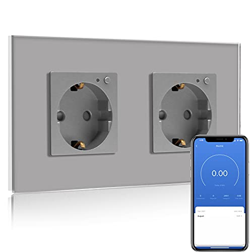 Bseed Enchufe Doble De Pared Wifi Con Monitor De Consumo De Energía, Schuko Enchufe Inteligente Compatible Con Alexa Y Google Home, Control De A Bseed Enchufe Doble De Pared Wifi Con Monitor De Consumo De Energía, Schuko Enchufe Inteligente Compatible Con Alexa Y Google Home, Control De A