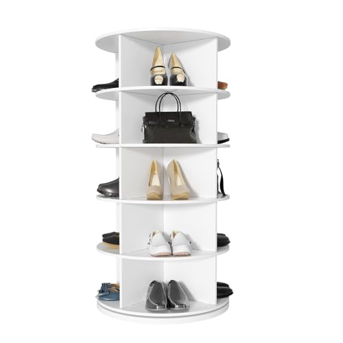 Zapatero giratorio 360°, estante de esquina, 7 capas de gran capacidad, color blanco, estantería con 4 compartimentos, capacidad para 28 pares de zapatos, zapatos, bolsos, libros y utensilios de