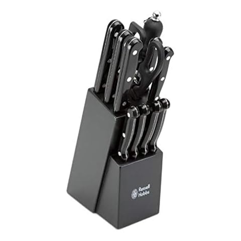 Magnus 12 Piece Knife Block Set Including 5 Knives Sharpening Steel Kitchen Shears and 4 Steak Knives by Russell Hobbs Cover