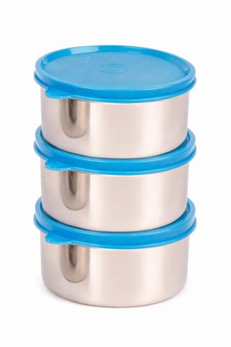 Image of TOSAA Stainless Steel Sigma Container Large - 1530 ml (Pack of 3) | Airtight & Leakproof Lid |Compact & Travel-Friendly | Easy to Carry | Perfect for Office, School & Home Use Large