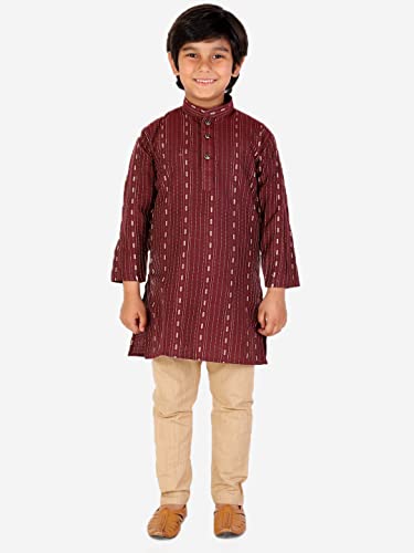 Image of Pro-Ethic Style Developer Boys Cotton Floral Ethnic Wear Kurta & Contrast Pajama Set (152)