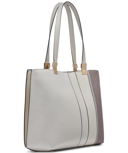 Image of Calvin Klein Women's Granite Geometric Tote Bag - Vegan Leather, Monogram, 3 Pockets
