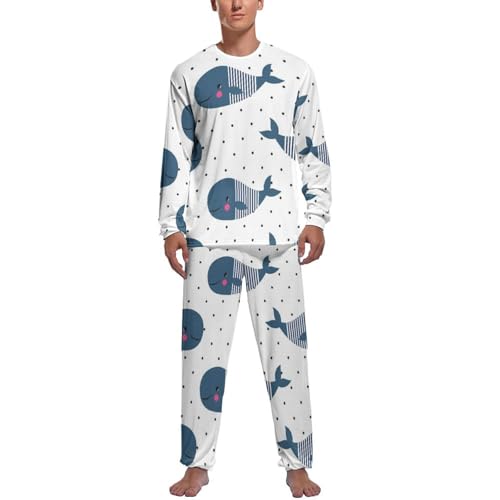 Pyjama homme Baleine en coton doux : ensemble de nuit élégant avec finitions haut de gamme