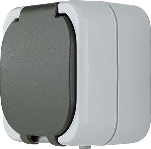 REV 0510215777 AquaTop Wet Room Socket, IP44, Two-Pole, Surface-Mounted, Grey, Grey-Dark Grey, Steckdosen - Image 2
