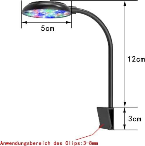 1 stuks aquariumlamp, clip-on aquariumlamp met wit en wit en roodgroen blauw licht, 7 W voor 20-40 cm aquaria met aquariumverlichting, geschikt voor waterplanten en zoetwateraquaria - Afbeelding 3