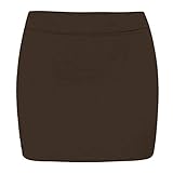 Shop Nova® LADIES HIGH WAISTED PLAIN JERSEY SUMMER TUBE PENCIL SHORT MINI SKIRT UK 8-26 (Brown, 10)