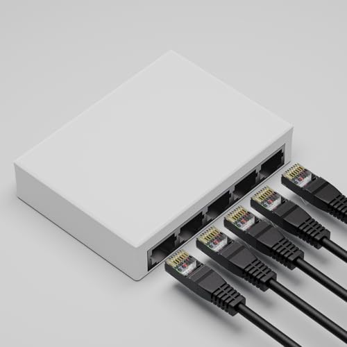 BLIYEE 5 Port Ethernet Switch, 10/100 Mbps Fast Desktop Ethernet Splitter, Unmanaged Network Switch | Plug & Play | Fanless Quiet | Desktop Design, White