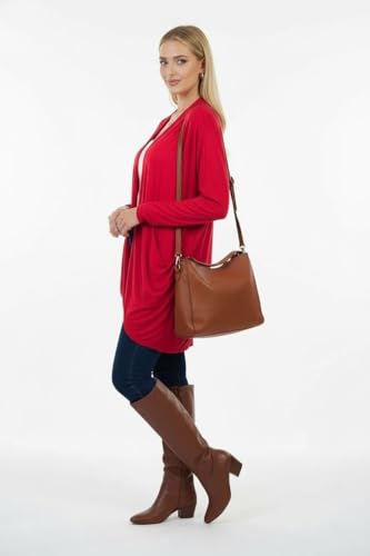 Image of ToBeInStyle Womens Open Front Long Sleeve Lightweight Asymmetrical Draped Cardigan with Side Pockets
