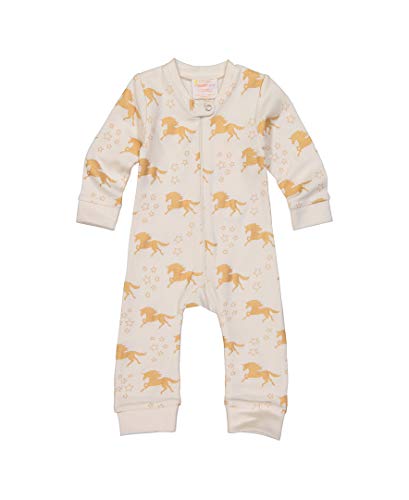 Image of Masala Kids Toddler Girl's Organic Zippered One Piece Unicorn Stars Pants, Vanilla, 3-6M