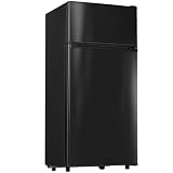 Manastin 4.5 Cu.Ft Mini Fridge with Freezer, Small Refrigerator with 2 Doors for Kitchen, Dorm, Office and Bedroom, Mini Fridge with Adjustable Shelves (Black)