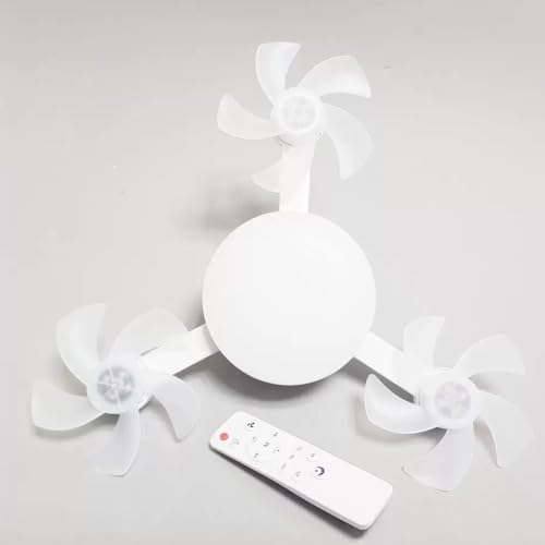 ConBlom 2-en-1 ventilador de luz con mando a distancia, 50w E27 bombilla LED, 50W 3 modos de color y 3 velocidades de flujo de aire amplio ángulo ajustable para la cocina dormitorio (50w)