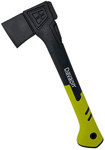 Davaon Pro 36cm Chopping Axe - Cutting Wood Logs To 8cm - Sharp Carbon Steel Blade Non Come Off Head - Balance For Swing Power - Strong Fibreglass Handle - Storage Carry Case - Firewood Garden Camping
