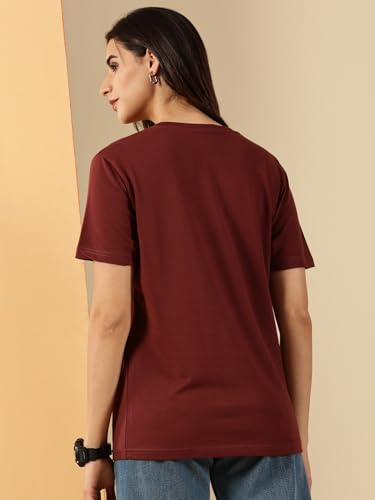 Image of Women's Pure Cotton Relaxed Fit V-Neck Half Sleeve T-Shirt | Gym Wear Casual Look T-Shirt | Regular Fitting with Comfort Wear for Women