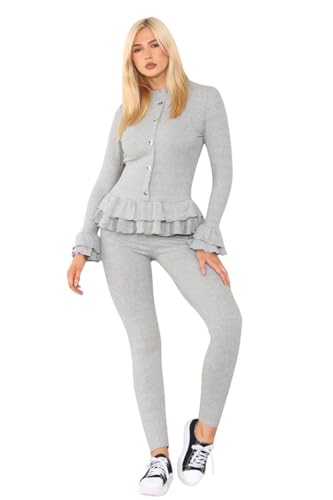 Survêtement péplum gris janisramone taille 42 pour femme chic