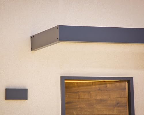 Canopia by Palram Vordach für Haustür Sophia 2150 Pultvordach 215 x 95 cm Grau Sonnenschutz Haustürvordach inkl. Regenrinne