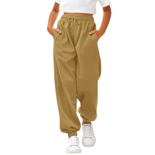 Girls & Boys Sweatpants Drawstring Kids Baggy Straight Cute Plain High Waisted Cinch Bottom Jogger Pants
