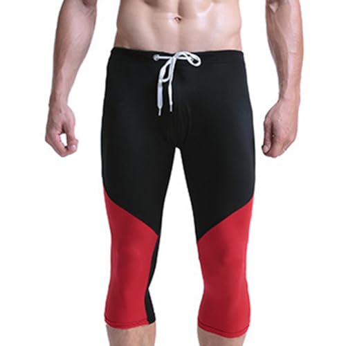 Men’s Compression Swim Pants 3/4 One Leg Compression Tights Athletic Layer for Running Basketball Sports Swimwear3