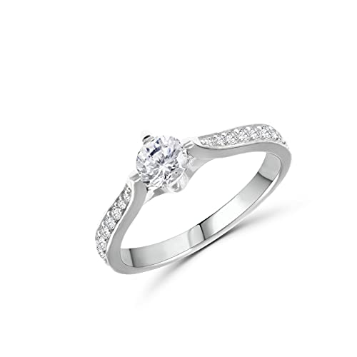 Bague solitaire pour femme argent 925 zircons Quattro Griffe tendance