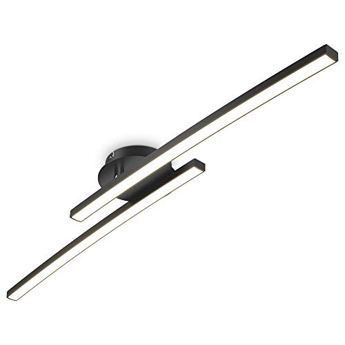 B.K.Licht I Lámpara de techo de 2 llamas 12W I orientable I 3000K blanco cálido I negro I 1300 lúmenes I plafón