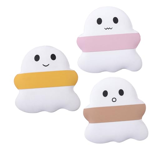 IWOWHERO 3Pcs Cute Makeup Puff Fluffy Powder Puff for Dry Wet Use Ghost Design Face Makeup Blender for Liquid Foundation Concealer and More