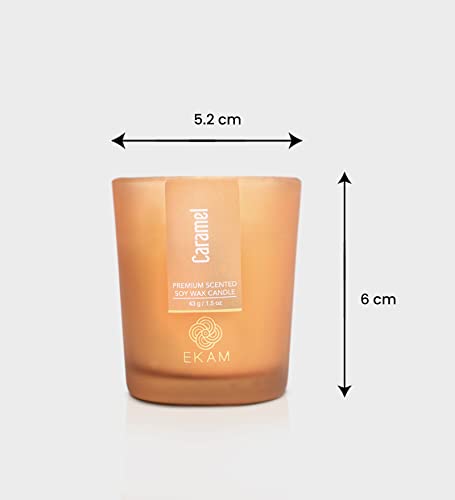 Image of EKAM Caramel Votive Soy Wax Scented Candle, 40 Grams, 10 Hours Burn Time| Long Lasting Premium Candles | Ideal for Home Decor | Gifting & Aromatherapy (Pack of 12)