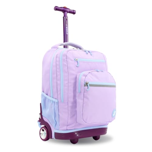 Image of J World Sundance Laptop Rolling Backpack for Girls Boys. Roller Bookbag with Wheels, 20 Inch, Purple