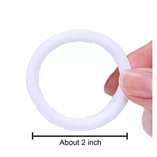 Image of Elina 20 White Elastic Ponytail Holder Hair Rubber Ties Head Bands Soft Cotton Thick Thin Hair Wear for School Girls, Kids, Women Accessories (Pack of 20)(white)