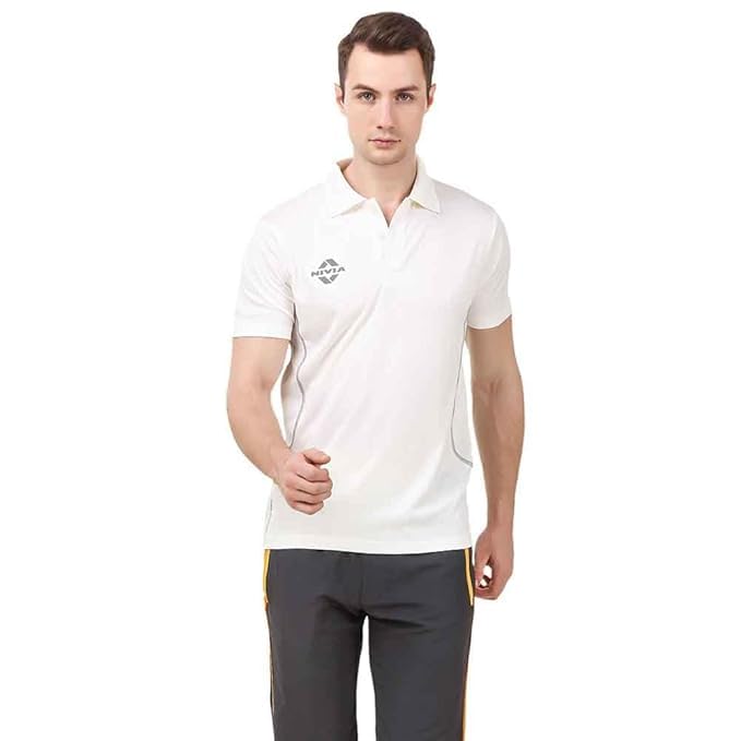 Nivia Lords Cricket Jersey for Men, 100% Polyester Lightweight Quick Dry Fabric, Breathable Sweat Wicking Half Sleeve Cricket T-Shirt, Off White Half Sleeves Match and Practice Wear-image-20
