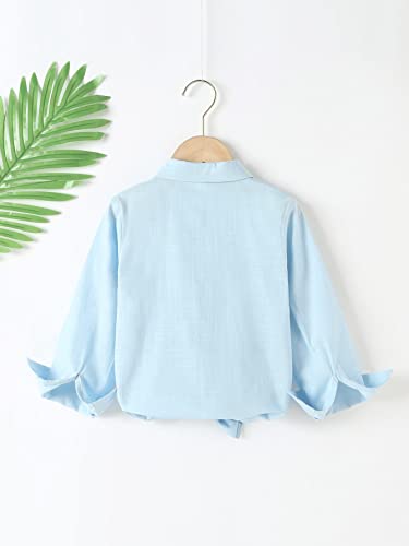 Makemechic Baby Girl's Casual Long Sleeve Pocket Button Down Shirt Top Light Blue 100 #TOP1