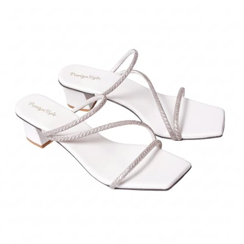 Image of Women's Lavender Block Heel Sandals with Rose Gold Glitter Straps, Ankle Strap Style, 2.5 Inch Heel, UK Size 3-8