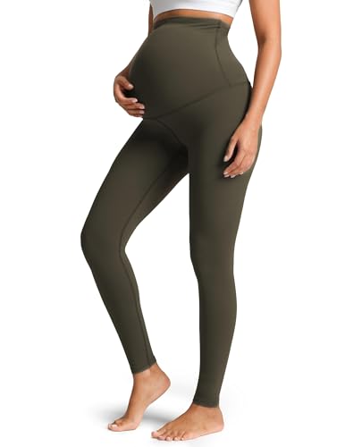 Colorfulkoala Womens Dreamlux Maternity Leggings Over The Belly 25" / 28" Inseam Soft Workout Activewear Yoga Pregnancy Pants