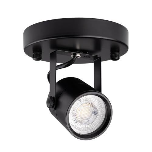 Image of mirrea Black Ceiling Spotlight Bulb Replaceable LED Spot Lights 8W GU10 Bulb 3000K Warm White 90 CRI 38 Beam Angle 1 Pack