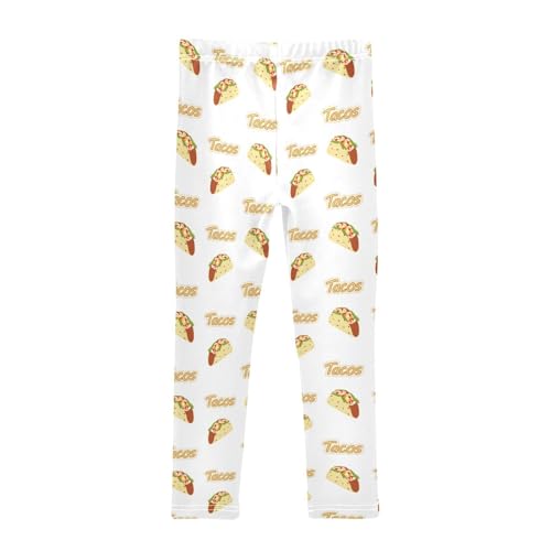 ZZKKO Girls Leggings Tacos and Handwriting Lettering Toddler Girls Clothes Leggings for Girls Toddler Girls Leggings 3-4T2