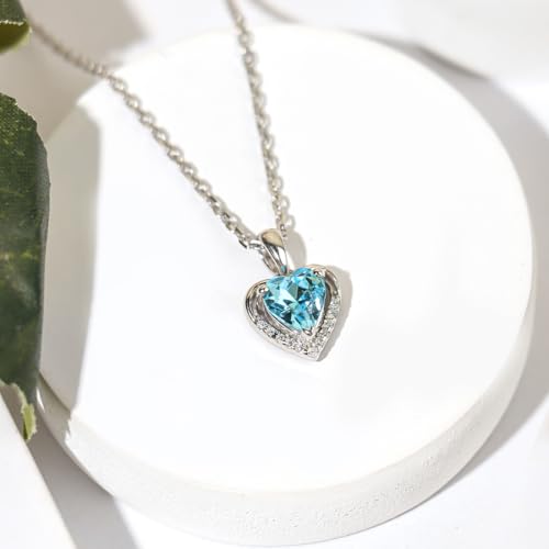 Image of SILVERTOWN 925 Silver Celestial Grace Heart Pendant Necklace | Hallmarked | White Rhodium Plated | Gift For Women and Girls