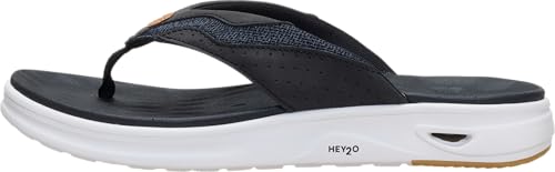 HEYDUDE Men's Hey2O Flip Flop Mesh Sandal, Black/White Size 10 | Water Friendly Flip Flops with Drainage Outsole and Quick Dry Upper