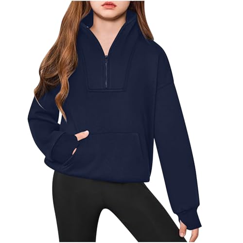 Cute Sweatshirts for Teen Girls Trendy Cropped Long Sleeve Half Zip up Sweatshirt Preppy Youth School Tween Clothes2
