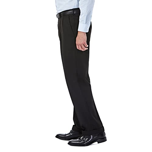 Haggar Mens Hidden Expandable Waistband Classic Fit Pleated Front Gabardine Dress Pant2